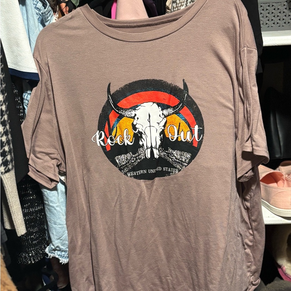 SHEIN Curve 2XL Blush Western Top